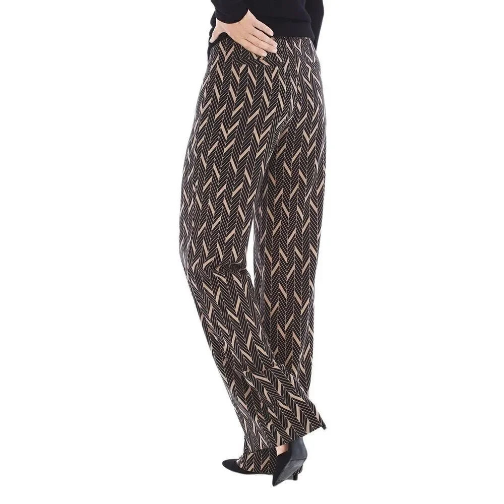 Chico’s Elevated Mitre-Print Wide-Leg Pants Size 2 NWT‎